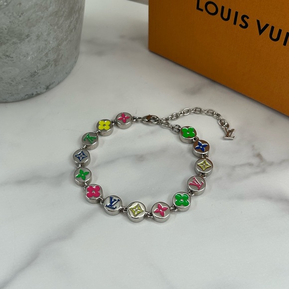 🔥NEW! RARE! Louis Vuitton•Monogram Enamel Multicolor Party Bracelet - Picture 1 of 5
